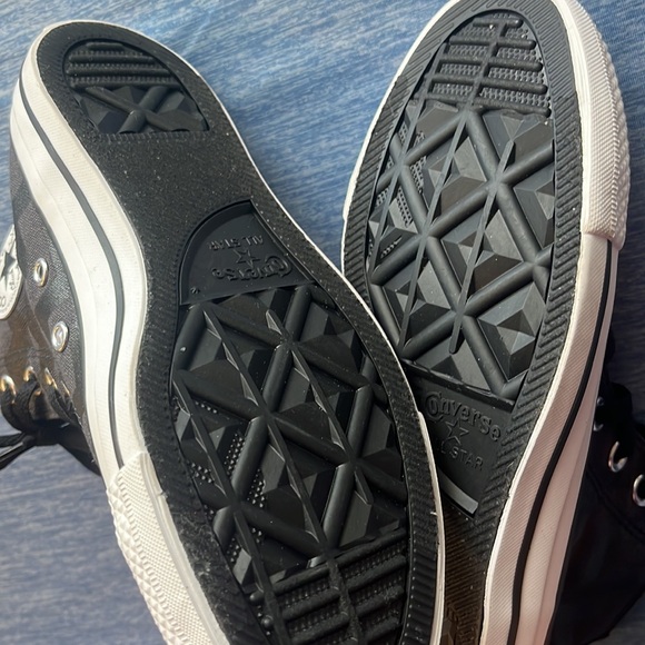 Black on Black Zig Zag Converse high tops Chuck Taylor All Star NEW without tag - Picture 8 of 10